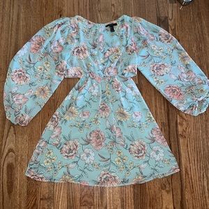 Forever 21 Floral Blur Long Sleeve Dress Women’s Size Small